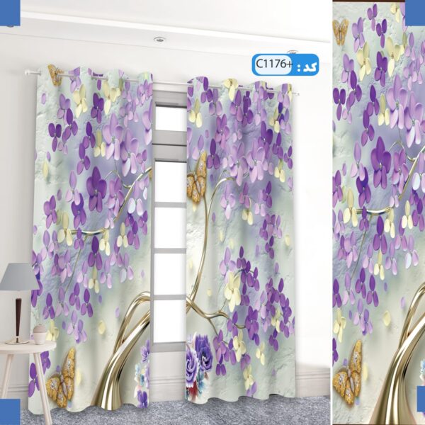 پرده تصویری طرح طوسی بنفش برند پرنا