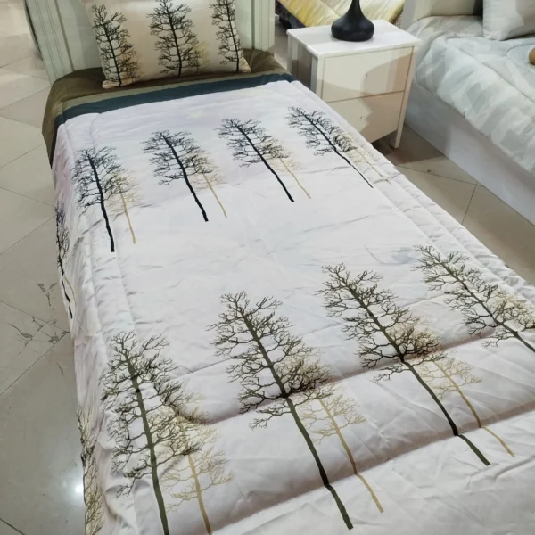 ست روتختی یک نفره طرح کاج زمینه کرم  برند ایپک
