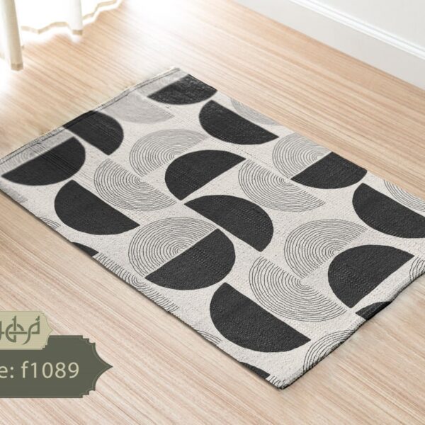 پادری نیم‌دایره 50*70 بژ و سفید کد F1089 | فرمهر