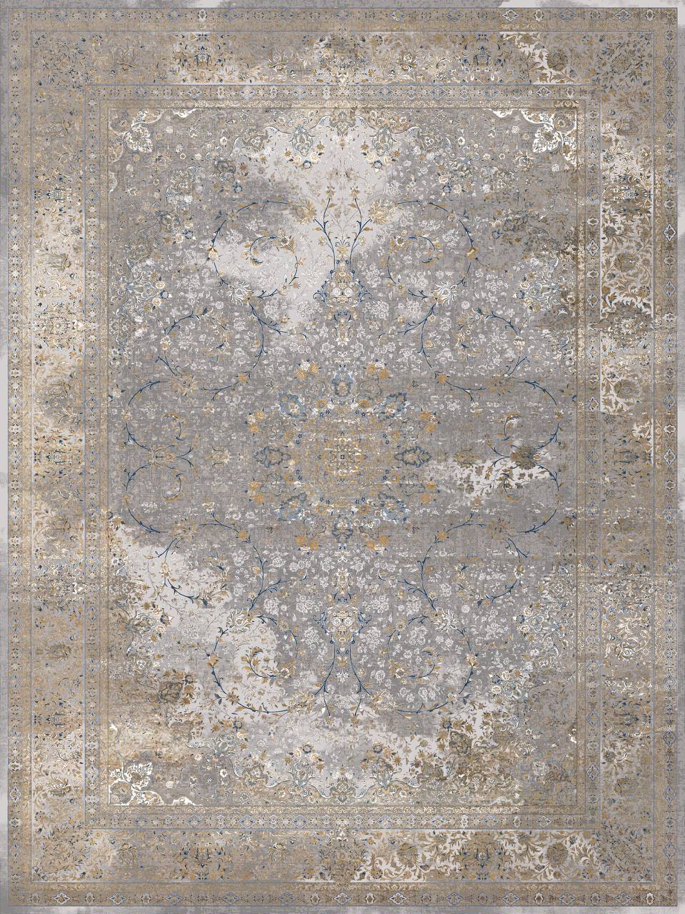 زیر سفره ای مخمل افشان کلاسیک ضخیم خاکستری فرمهر کد tbt-f13042 f13042
