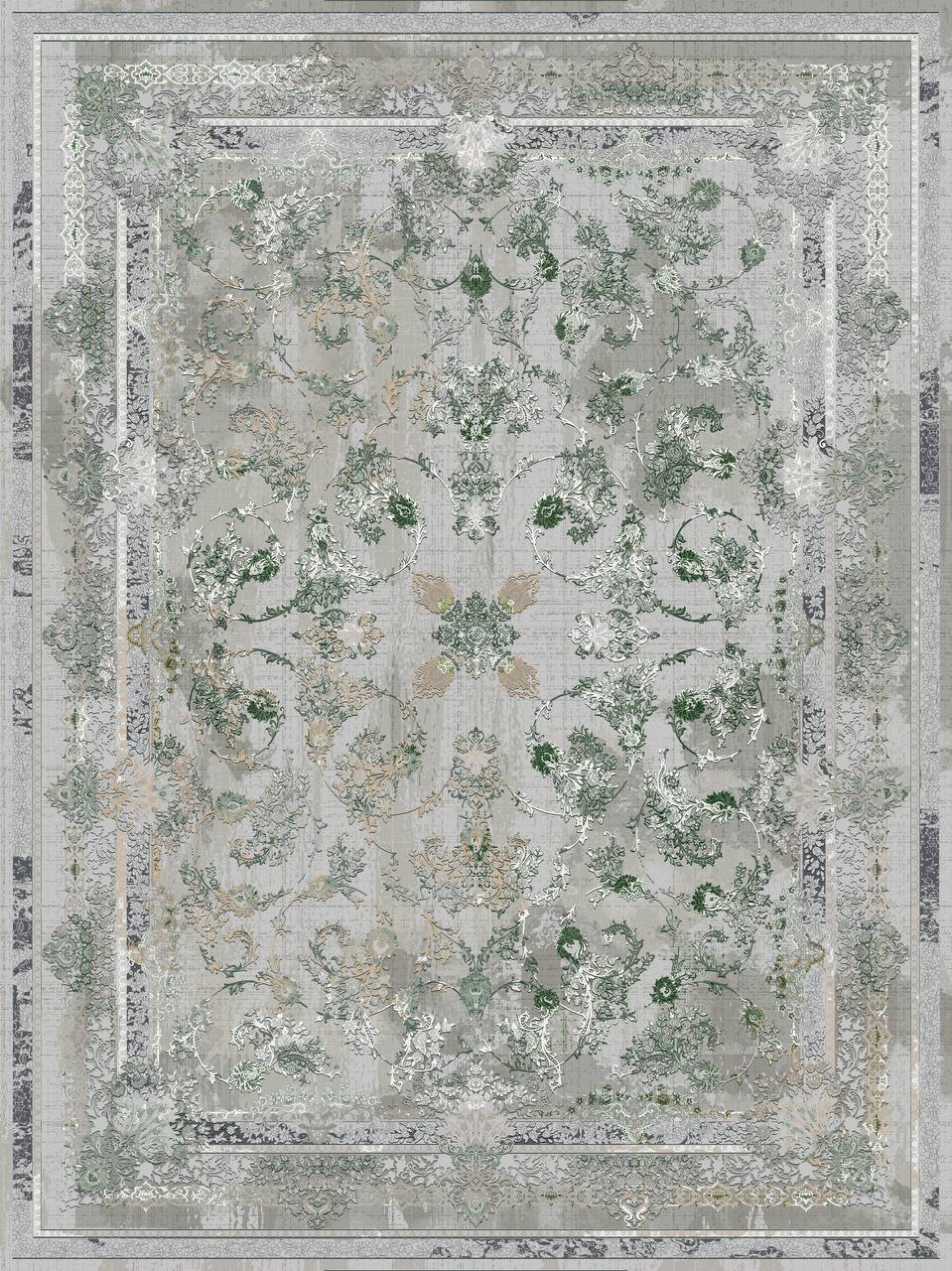 زیر سفره ای مخمل طرح اسلیمی مدرن خاکستری فرمهر کد tbt-f13053 f13053