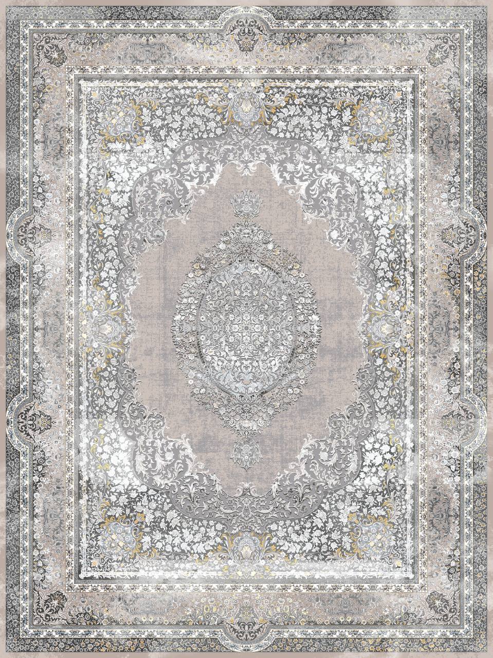 زیر سفره ای مخمل طرح ترنج سنتی دو لایه خاکستری فرمهر کد tbt-f13067 f13067