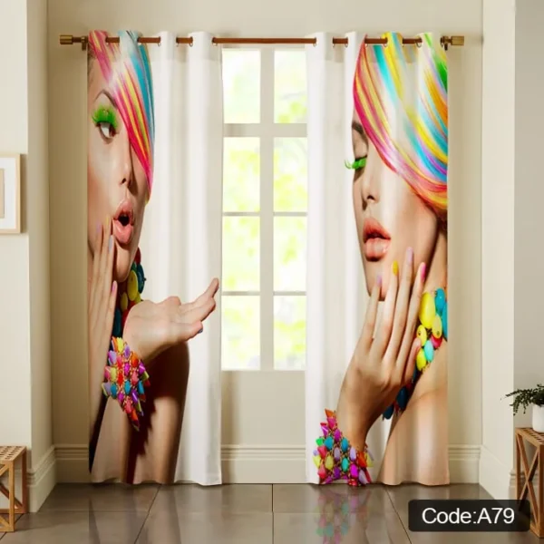 پرده چهره رنگارنگ با طرح چهره رنگارنگ کد A79