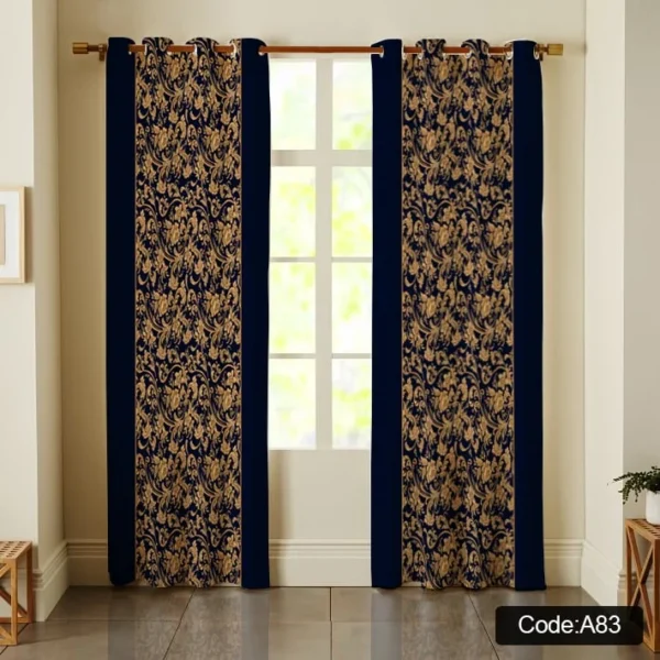 پرده سیه گل کلاسیک دو رنگ کد A83