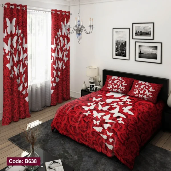ست  روتختی و پرده  کد B638  برند دکو