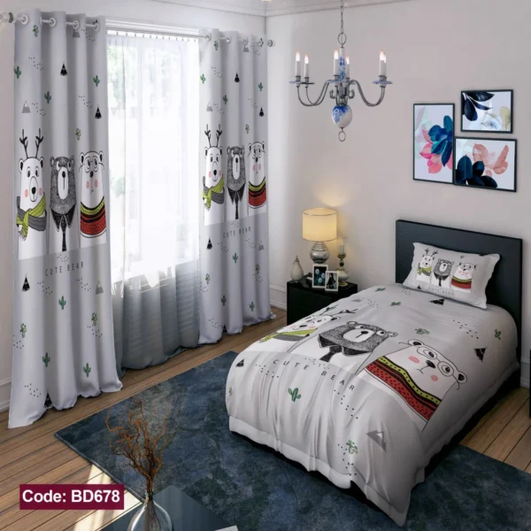 ست روتختی و پرده کد B678 برند دکو