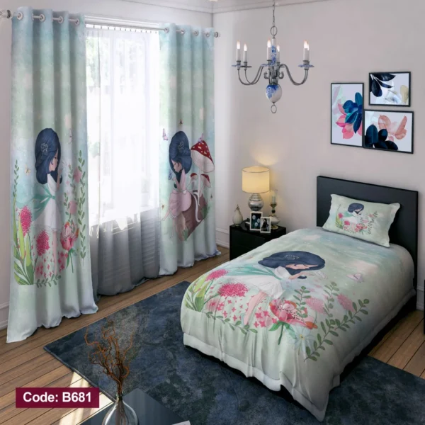 ست روتختی و پرده کد B681  برند دکو