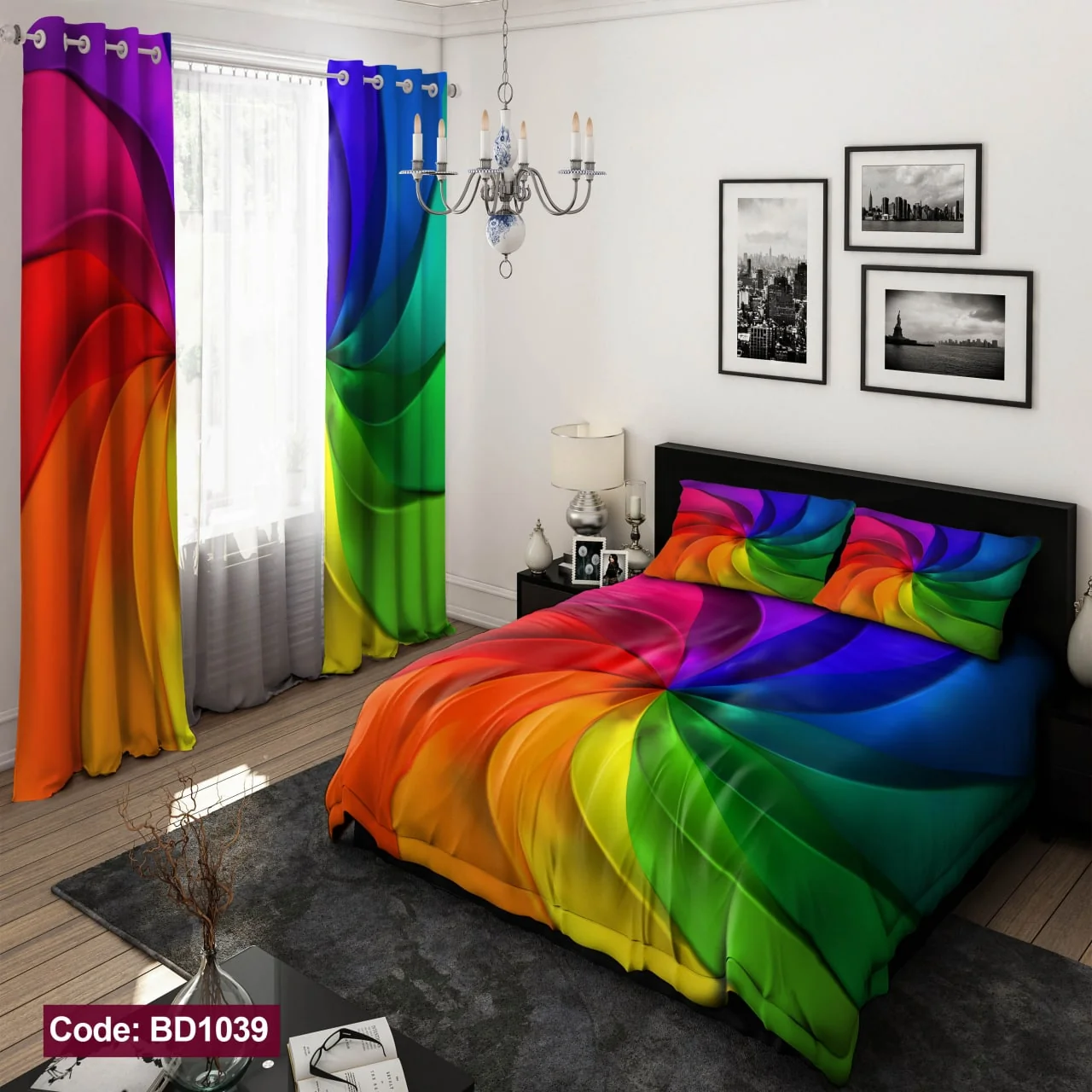 ست روتختی و پرده کد BD1039 برند دکو BD1039 1