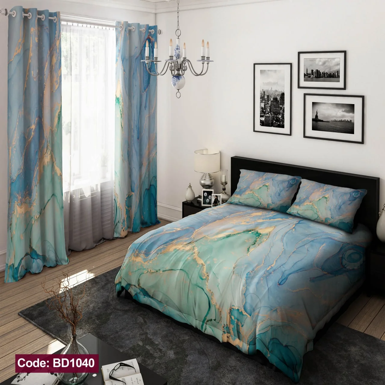 ست روتختی و پرده کد BD1040 برند دکو BD1040 1