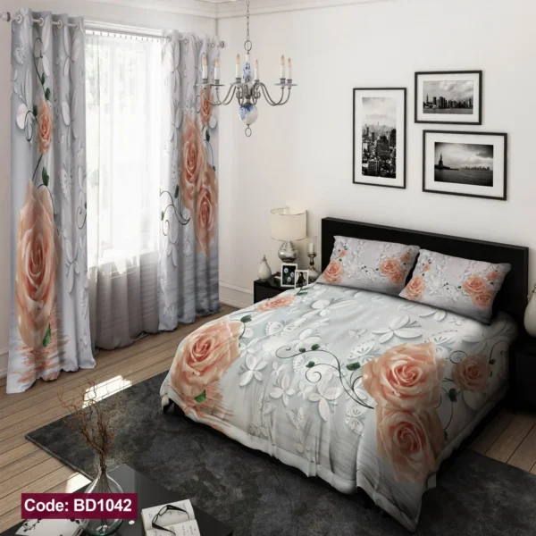 ست  روتختی و پرده کد BD1042 برند دکو