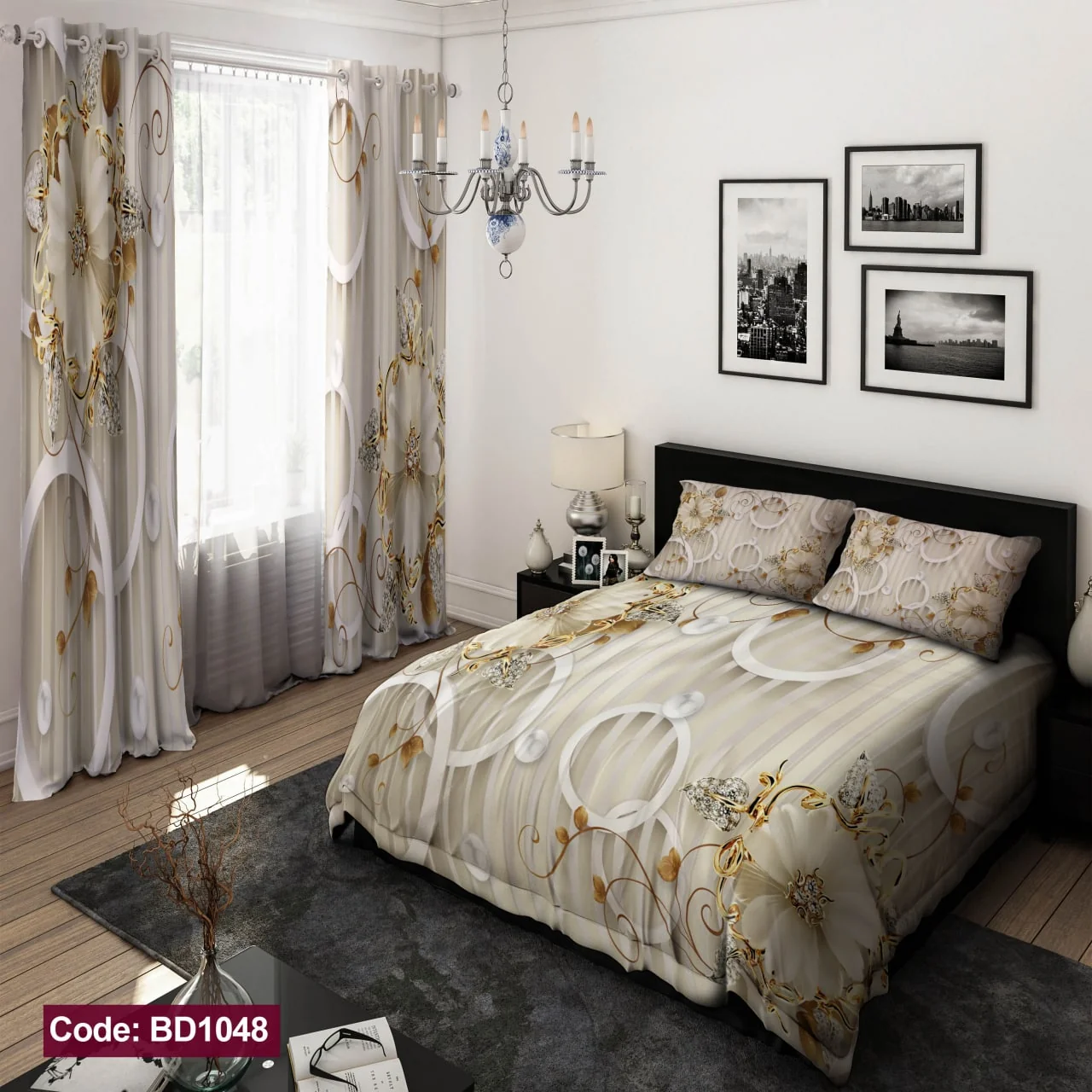 ست روتختی و پرده کد BD1048 برند دکو BD1048 1