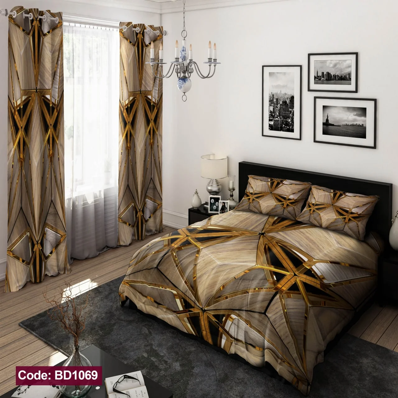 ست روتختی و پرده کد BD1069 برند دکو BD1069 1