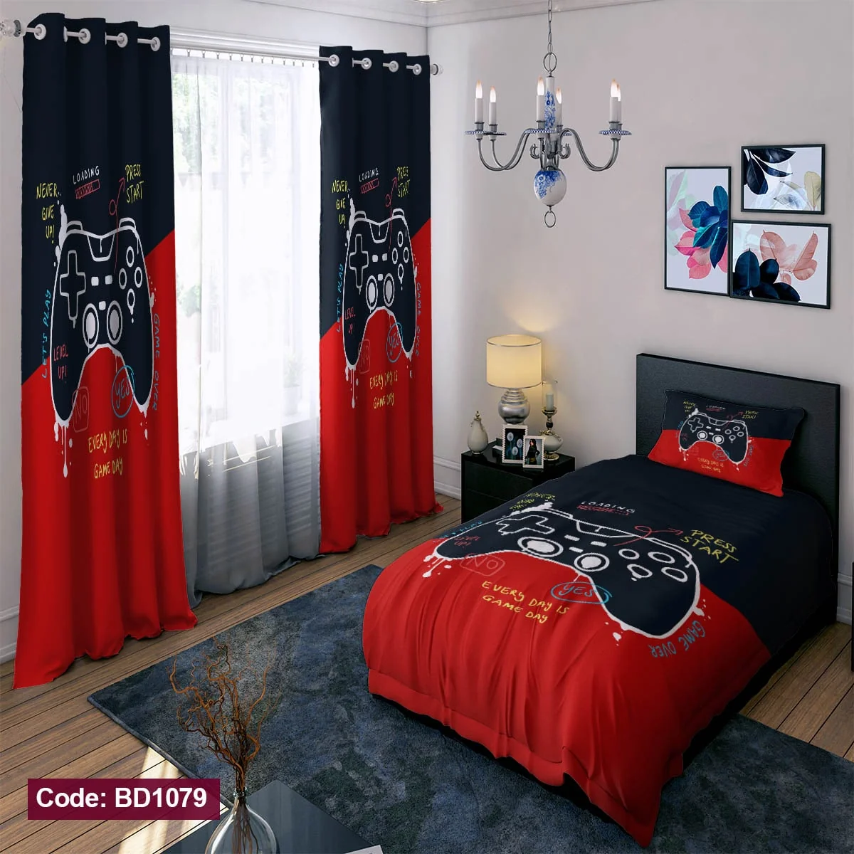 ست روتختی و پرده کد BD1079 برند دکو BD1079 1