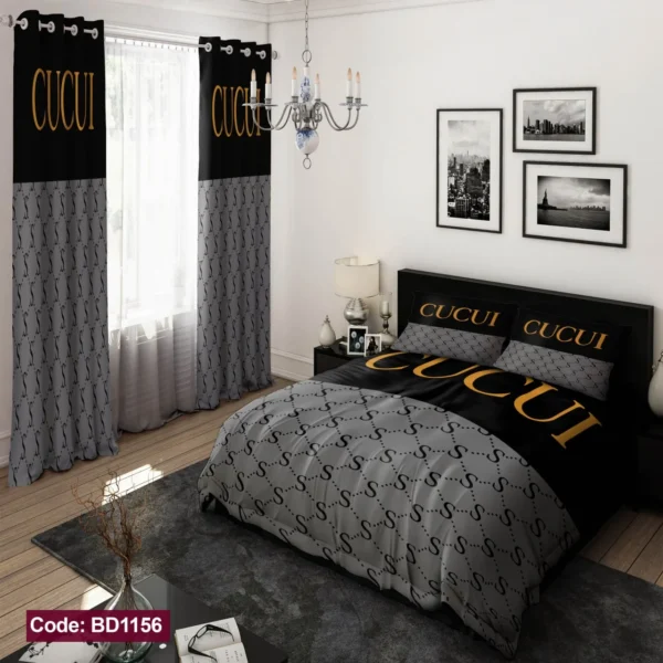 ست  روتختی و پرده کد BD1156 برند دکو