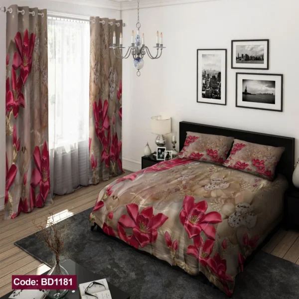 ست  روتختی و پرده کد BD1181 برند دکو