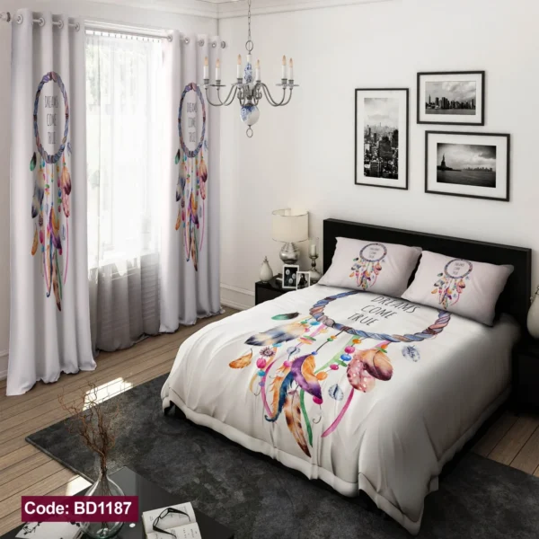 ست  روتختی و پرده کد BD1187 برند دکو