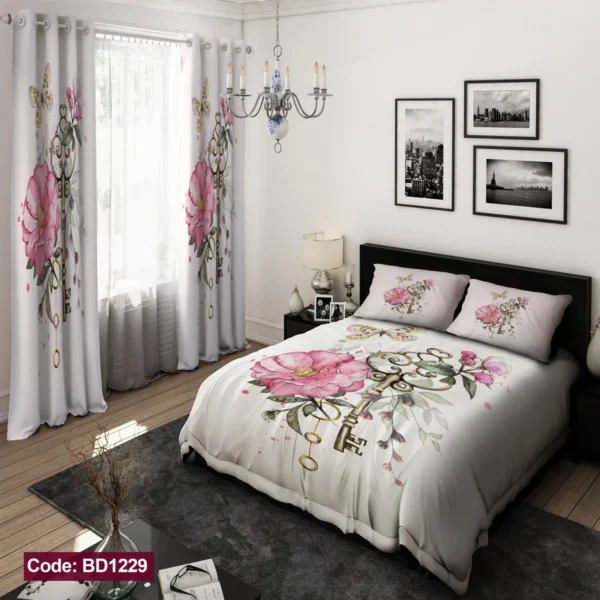 ست  روتختی و پرده کد BD1229 برند دکو