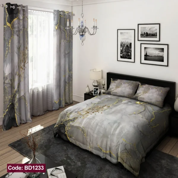 ست  روتختی و پرده کد BD1233 برند دکو