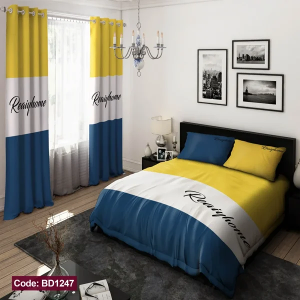 ست  روتختی و پرده کد BD1247 برند دکو
