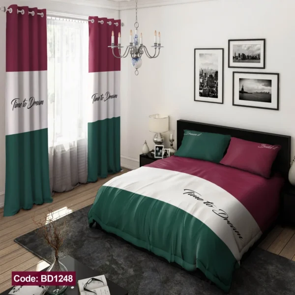 ست  روتختی و پرده کد BD1248 برند دکو