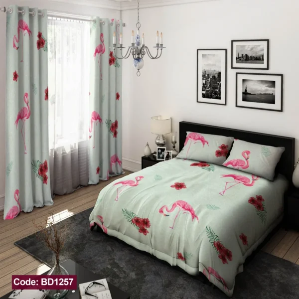 ست  روتختی و پرده کد BD1257 برند دکو