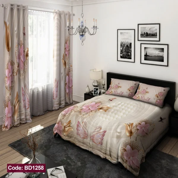 ست  روتختی و پرده کد BD1258 برند دکو