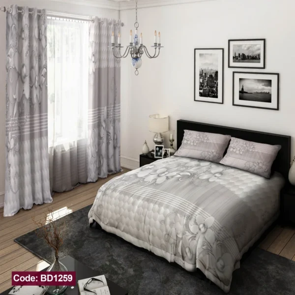 ست  روتختی و پرده کد BD1259 برند دکو