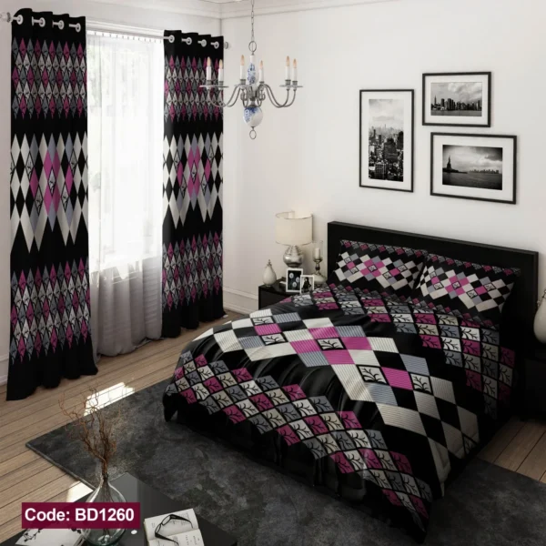 ست  روتختی و پرده کد BD1260 برند دکو