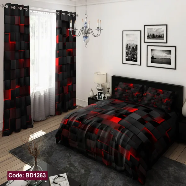 ست  روتختی و پرده کد BD1263 برند دکو