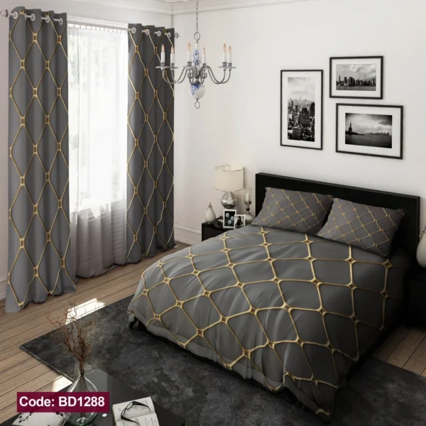 ست  روتختی و پرده کد BD1288 برند دکو