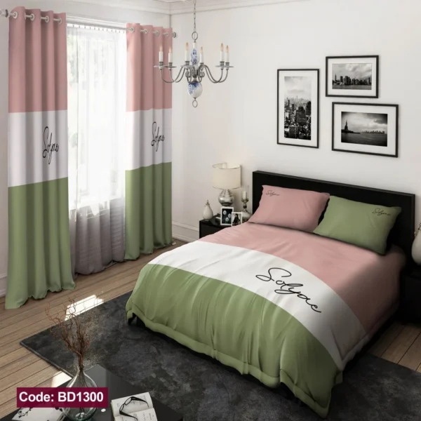 ست  روتختی و پرده کد BD1300 برند دکو