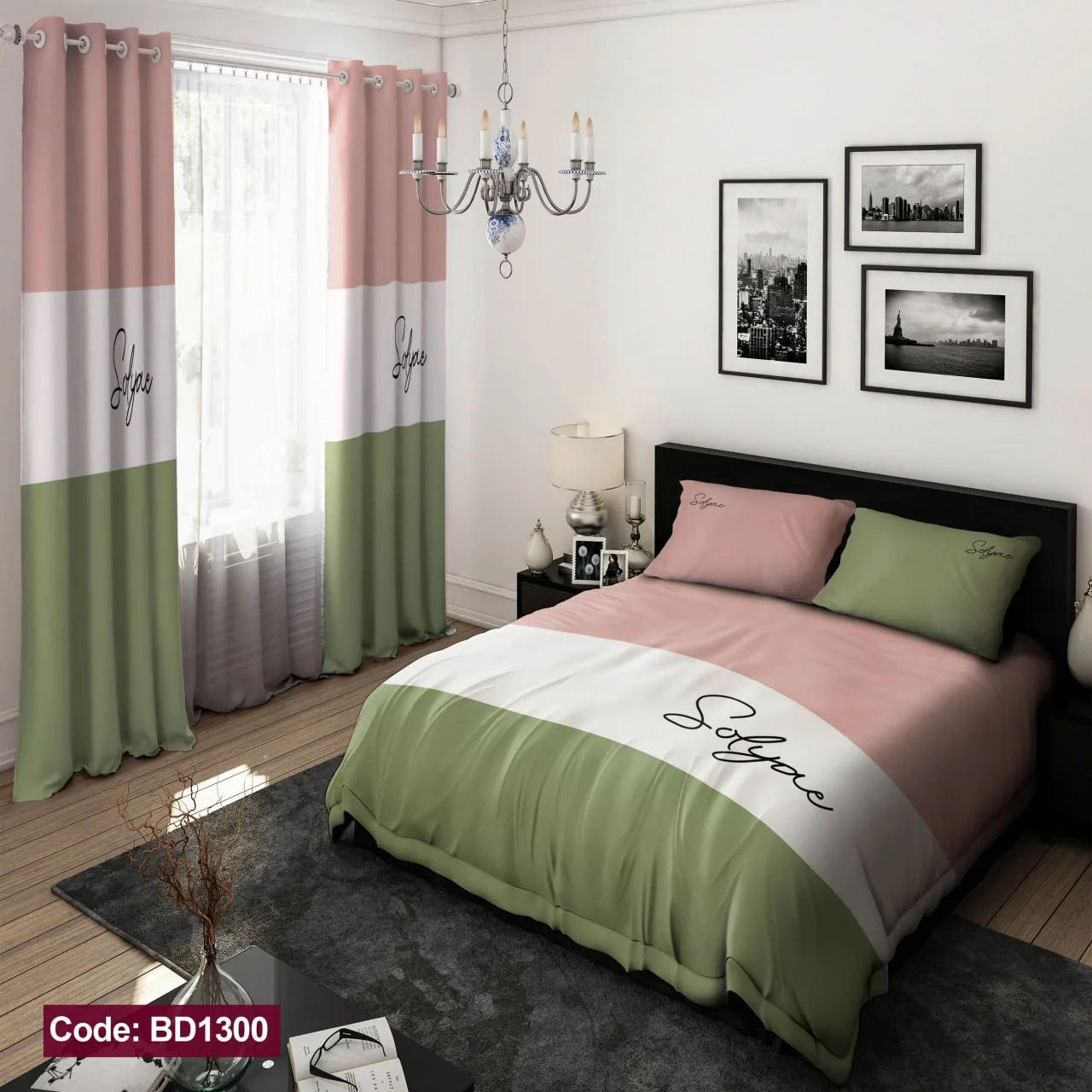 ست روتختی و پرده کد BD1300 برند دکو BD1300 1