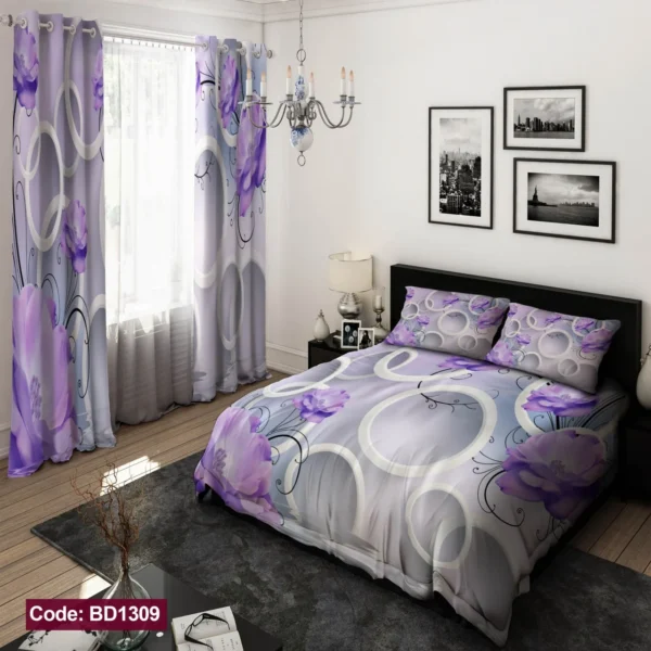ست  روتختی و پرده کد BD1309 برند دکو