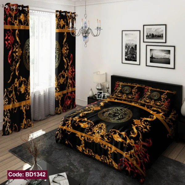 ست  روتختی و پرده کد BD1342 برند دکو