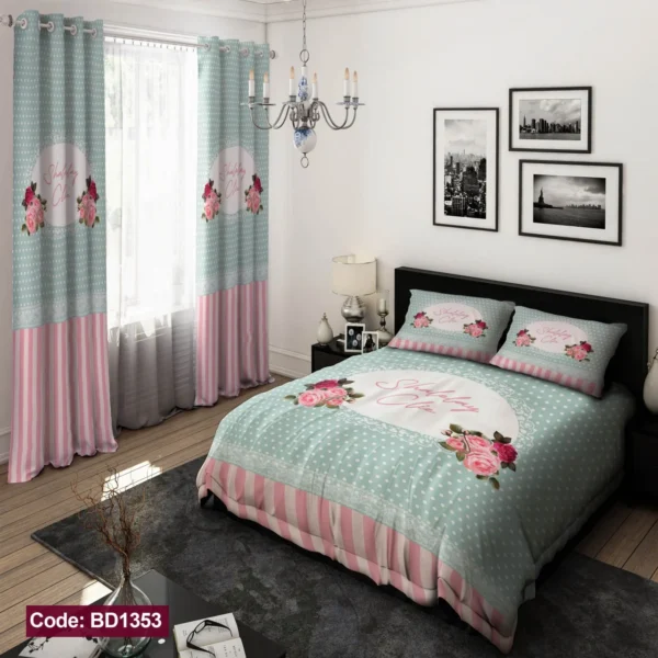 ست  روتختی و پرده کد BD1353 برند دکو