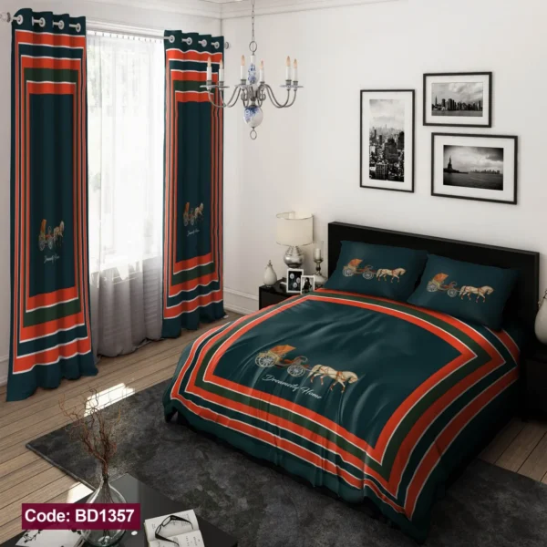 ست  روتختی و پرده کد BD1357 برند دکو