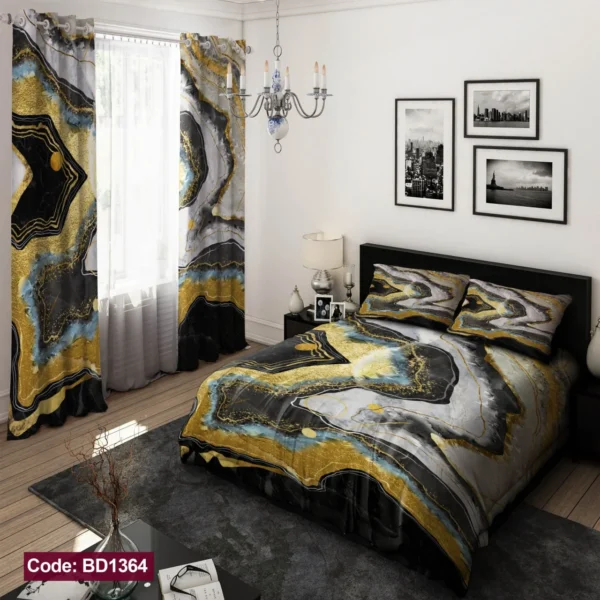 ست  روتختی و پرده کد BD1364 برند دکو