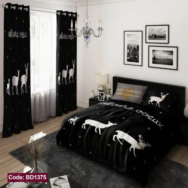 ست  روتختی و پرده کد BD1375 برند دکو