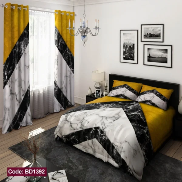 ست  روتختی و پرده کد BD1392 برند دکو