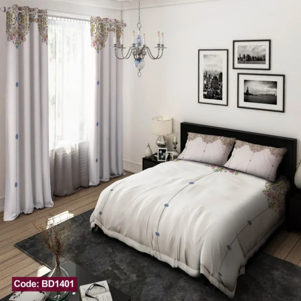 ست  روتختی و پرده کد BD1401 برند دکو