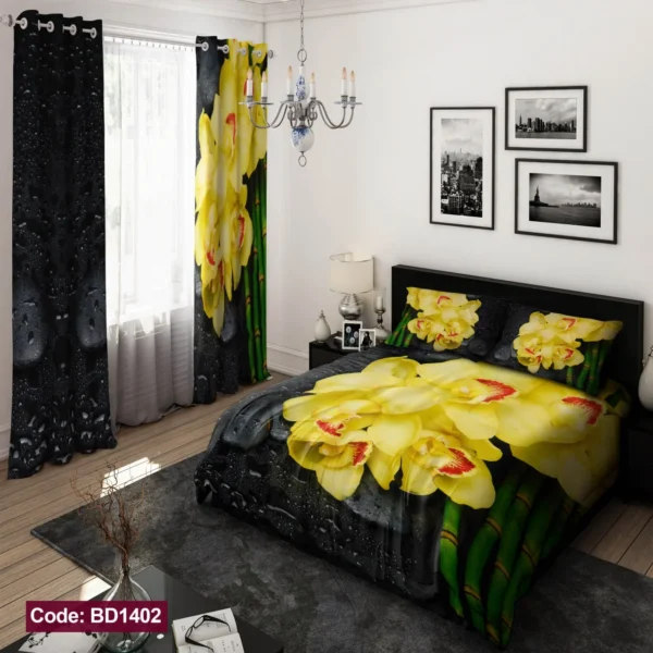 ست  روتختی و پرده کد BD1402 برند دکو