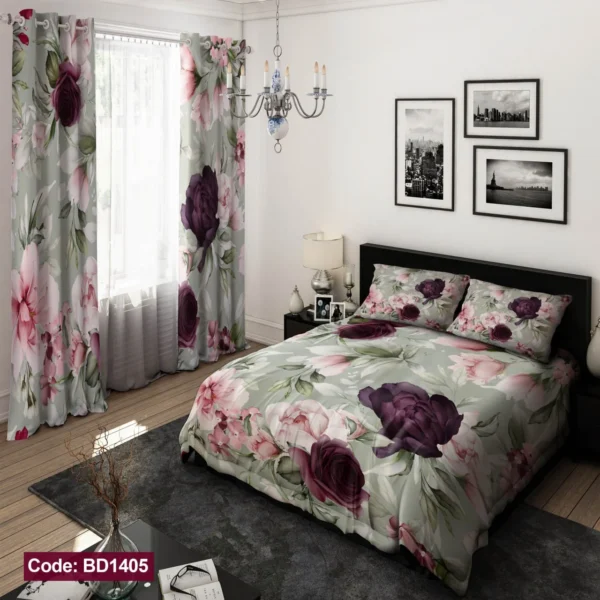 ست  روتختی و پرده کد BD1405 برند دکو