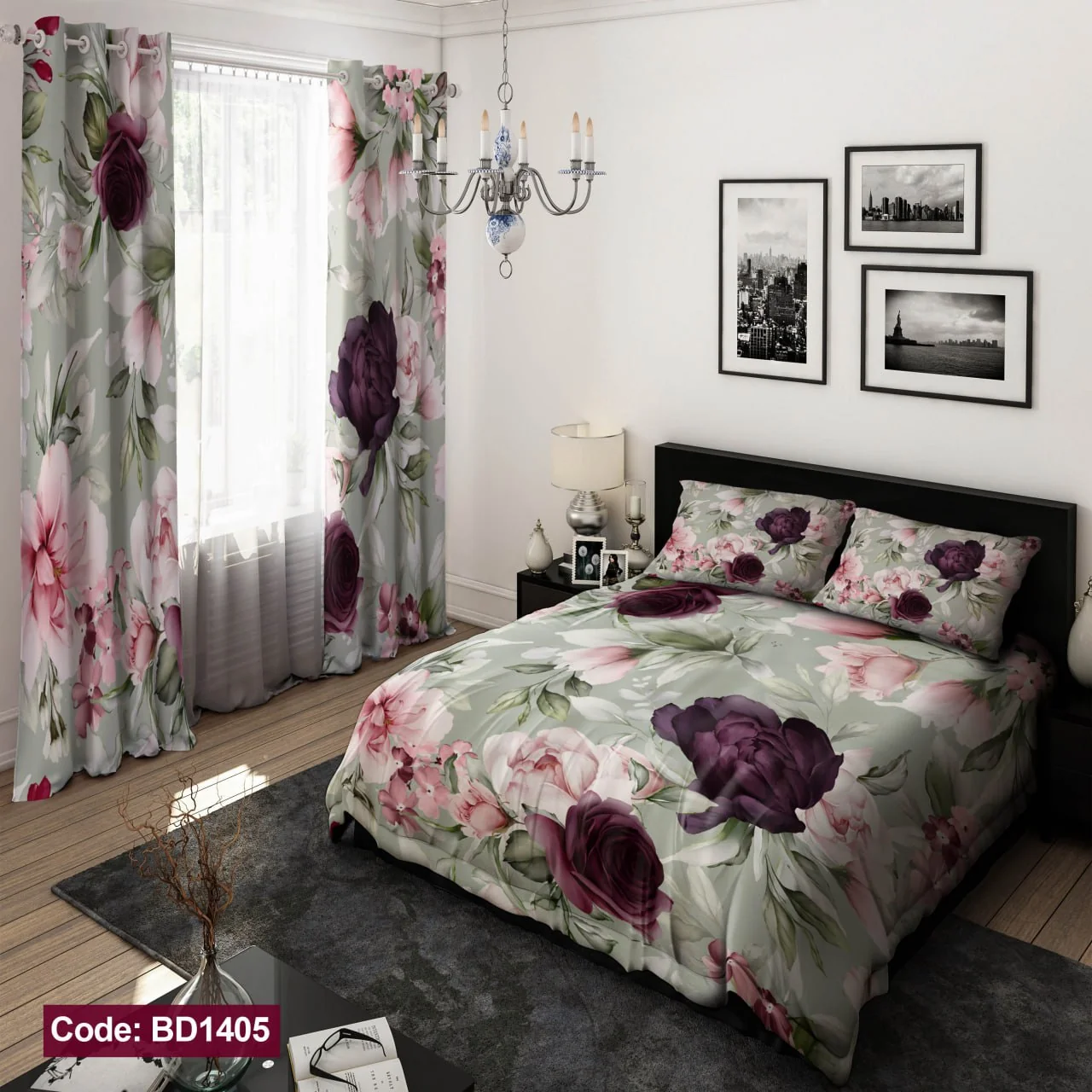 ست روتختی و پرده کد BD1405 برند دکو BD1405 1