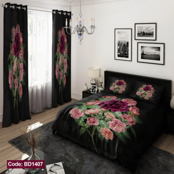 ست  روتختی و پرده کد BD1407 برند دکو