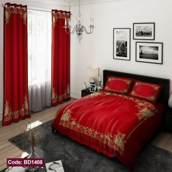ست  روتختی و پرده کد BD1408 برند دکو