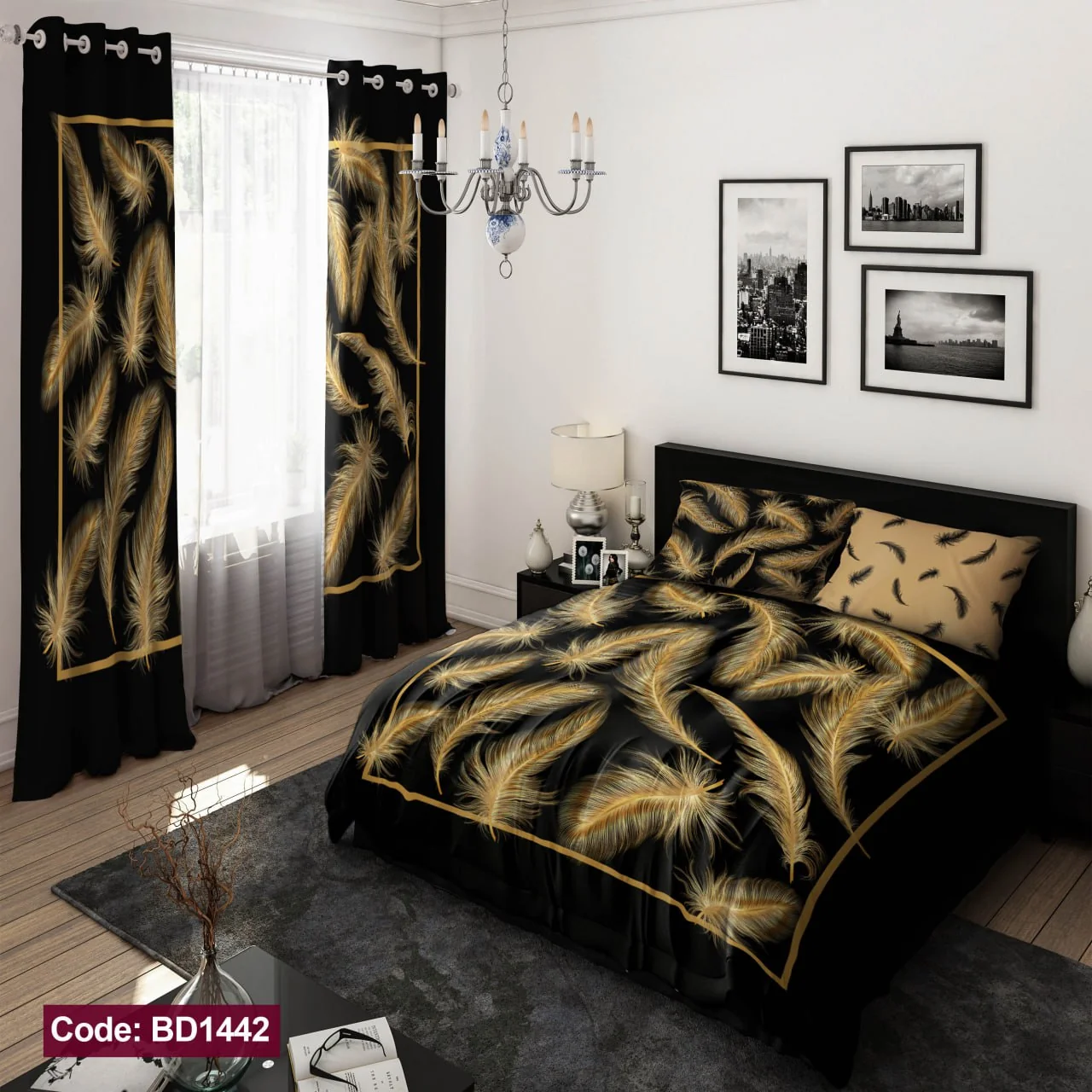 ست روتختی و پرده کد BD1442 برند دکو BD1442 1