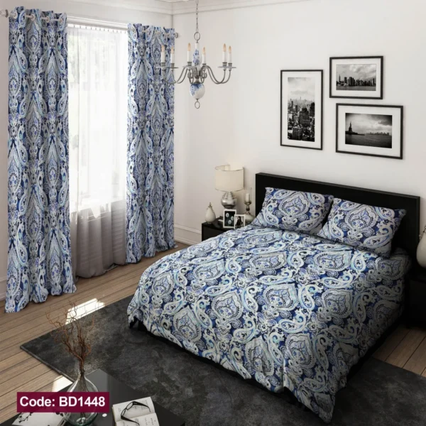 ست  روتختی و پرده کد BD1448 برند دکو