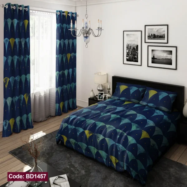ست  روتختی و پرده کد BD1457 برند دکو