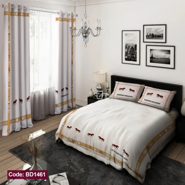 ست  روتختی و پرده کد BD1461 برند دکو