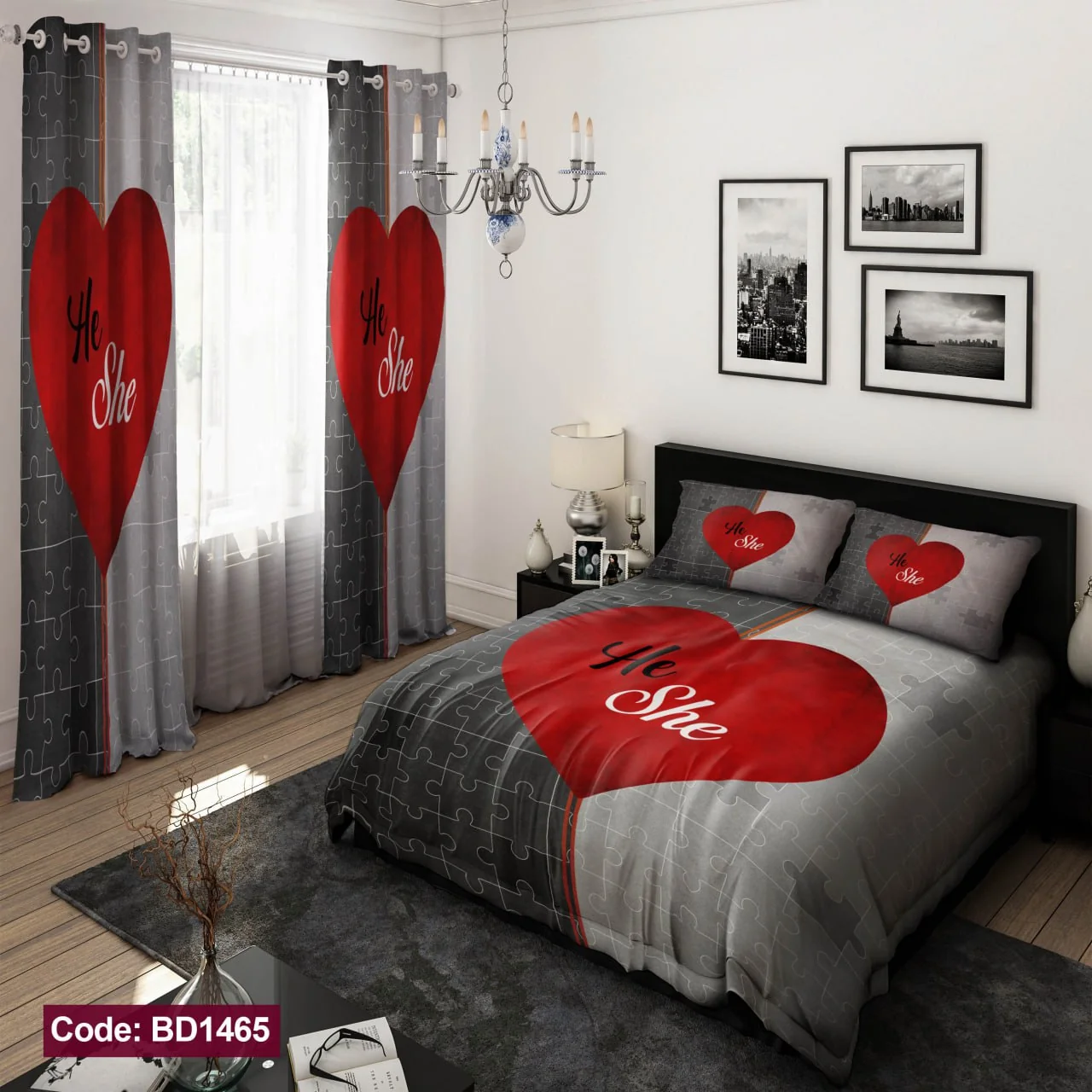 ست روتختی و پرده کد BD1465 برند دکو BD1465 1
